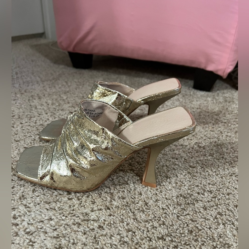 Gold Foil Ruched Heels